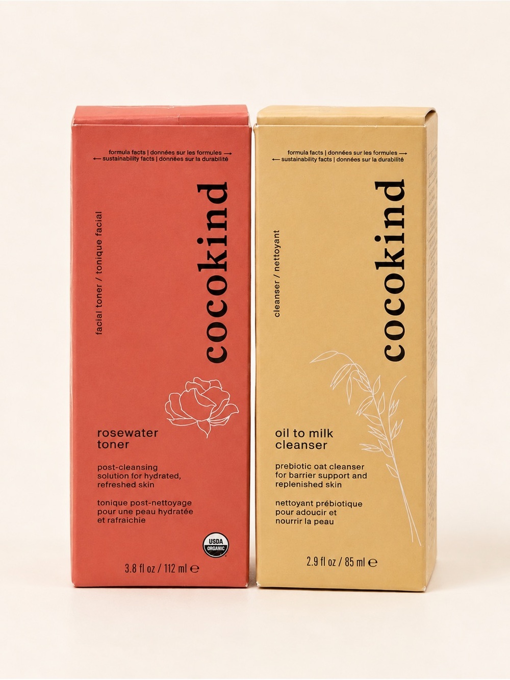 NEW • Cocokind • Prebiotic Oil to Milk Cleanser + Rosewater Toner Duo